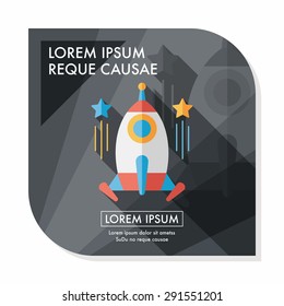 Space rocket flat icon with long shadow,eps10