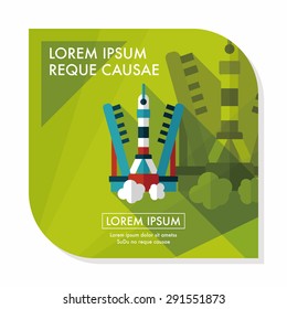 Space rocket flat icon with long shadow,eps10