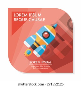 Space rocket flat icon with long shadow,eps10