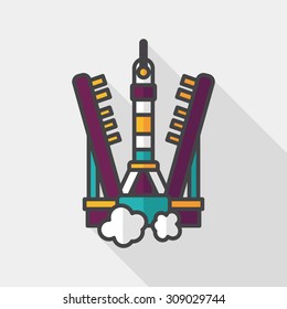 Space rocket flat icon with long shadow,eps10