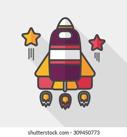 Space rocket flat icon with long shadow,eps10