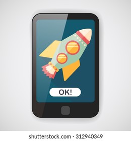 Space rocket flat icon with long shadow,eps10