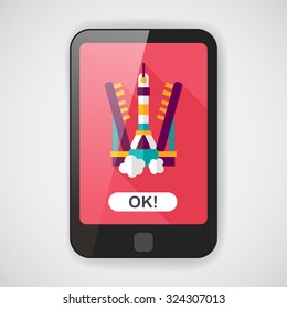 Space rocket flat icon with long shadow,eps10