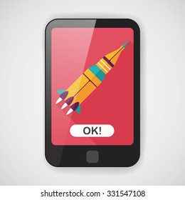 Space rocket flat icon with long shadow,eps10
