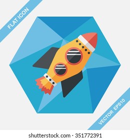 Space rocket flat icon with long shadow,eps10