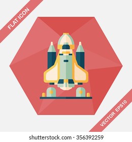 Space rocket flat icon with long shadow,eps10