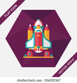 Space rocket flat icon with long shadow,eps10