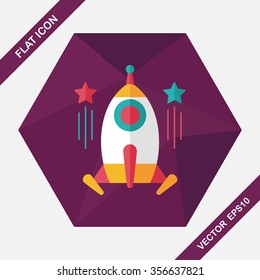 Space rocket flat icon with long shadow,eps10