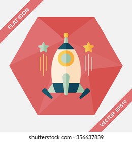Space rocket flat icon with long shadow,eps10
