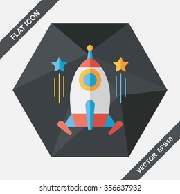 Space rocket flat icon with long shadow,eps10