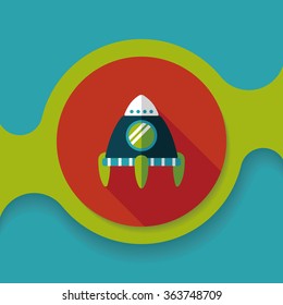 Space rocket flat icon with long shadow,eps10