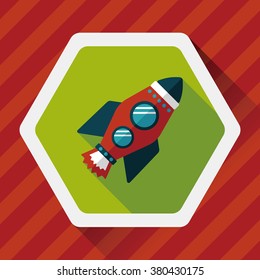 Space rocket flat icon with long shadow,eps10