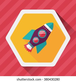 Space rocket flat icon with long shadow,eps10