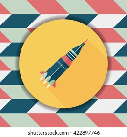 Space rocket flat icon with long shadow,eps10