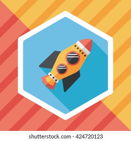 Space rocket flat icon with long shadow,eps10