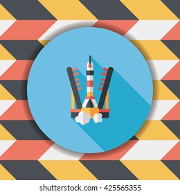 Space rocket flat icon with long shadow,eps10