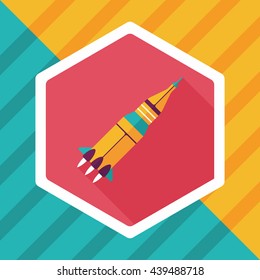 Space rocket flat icon with long shadow,eps10