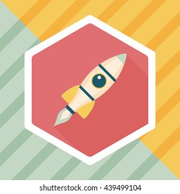 Space rocket flat icon with long shadow,eps10