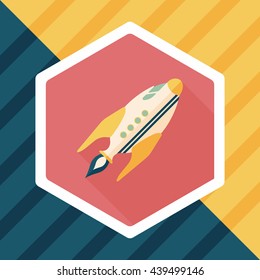 Space rocket flat icon with long shadow,eps10