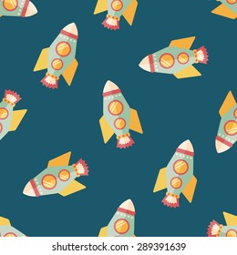 Space rocket flat icon,eps10 seamless pattern background
