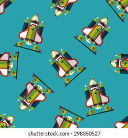 Space rocket flat icon,eps10 seamless pattern background