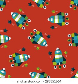 Space rocket flat icon,eps10 seamless pattern background