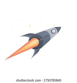 Space rocket. The flight of the rocket, vector illustration