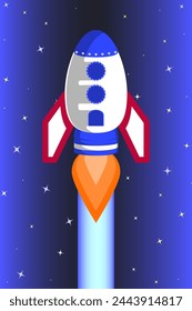 A space rocket in flight. Vector illustration.