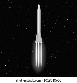space rocket flying against the stars, colonization of space