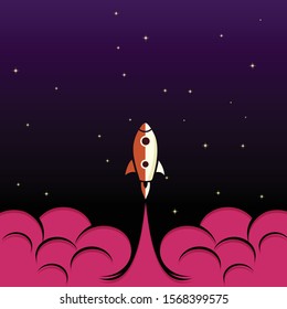 space rocket flying high icon