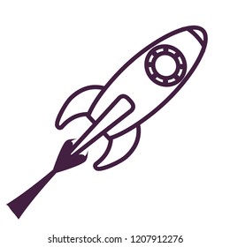 space rocket flying icon