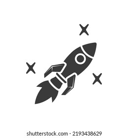 Icono de glifo de cohete espacial aislado en fondo blanco.Ilustración vectorial.