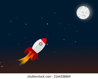 Space rocket heads for the moon