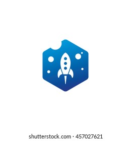 Space Rocket Hexagon Symbol Vector