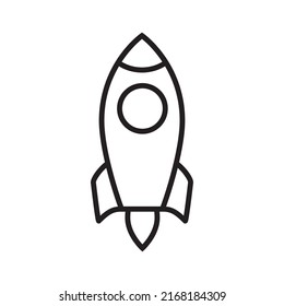The space rocket icon. The black silhouette of a spaceship. The vector illustration is isolated.