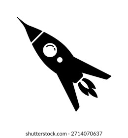 Space rocket icon. Black silhouette. Front and side view. Vector simple flat graphic illustration. Isolated object on a white background.