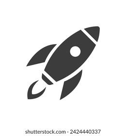 Space Rocket Icon Black and White Vector Graphic