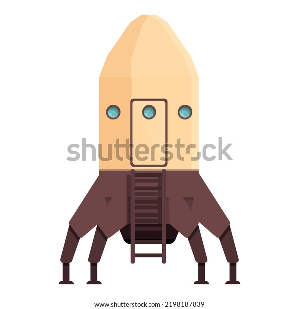 Space\
rocket icon cartoon vector. Mars base. Future\
base