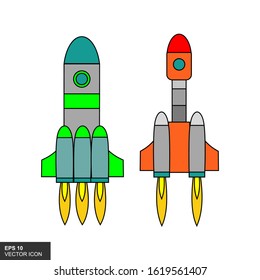 Space rocket icon. Editable icons, vector illustrations