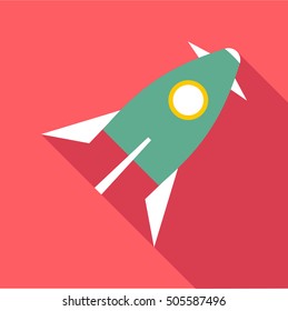 Space rocket icon. Flat illustration of space rocket vector icon for web
