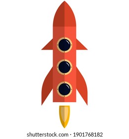 Space rocket icon, flat vector illustration isolated on white background. Business project start up, spaceship travel, spacecraft launch. Space innovation technology.