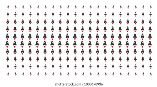Space rocket icon halftone pattern, designed for backgrounds, covers, templates and abstraction concepts. Vector space rocket objects organized into halftone matrix.