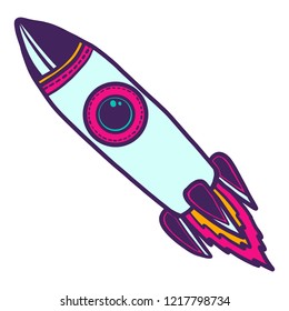 Space rocket icon. Hand drawn illustration of space rocket vector icon for web design