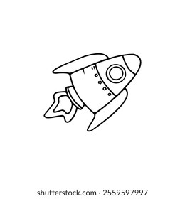 Space rocket icon illustration on white background