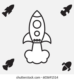 Space Rocket Icon Isolated. Startup Vector Symbol