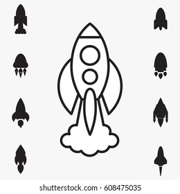 Space Rocket Icon Isolated. Startup Vector Symbol