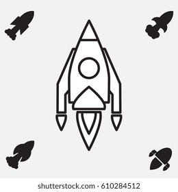 Space Rocket Icon Isolated. Startup Vector Symbol