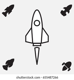 Space Rocket Icon Isolated. Startup Vector Symbol