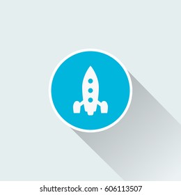 Space rocket icon with long shadow