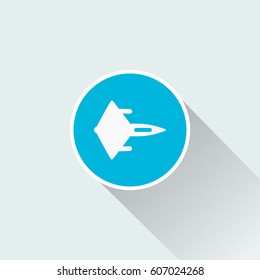 Space rocket  icon with long shadow